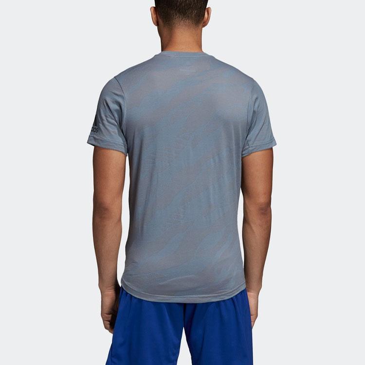 Adidas Camouflage Sports Training Round Neck Short Sleeve T-Shirt Men Tops Original-Blue Gray CZ5442