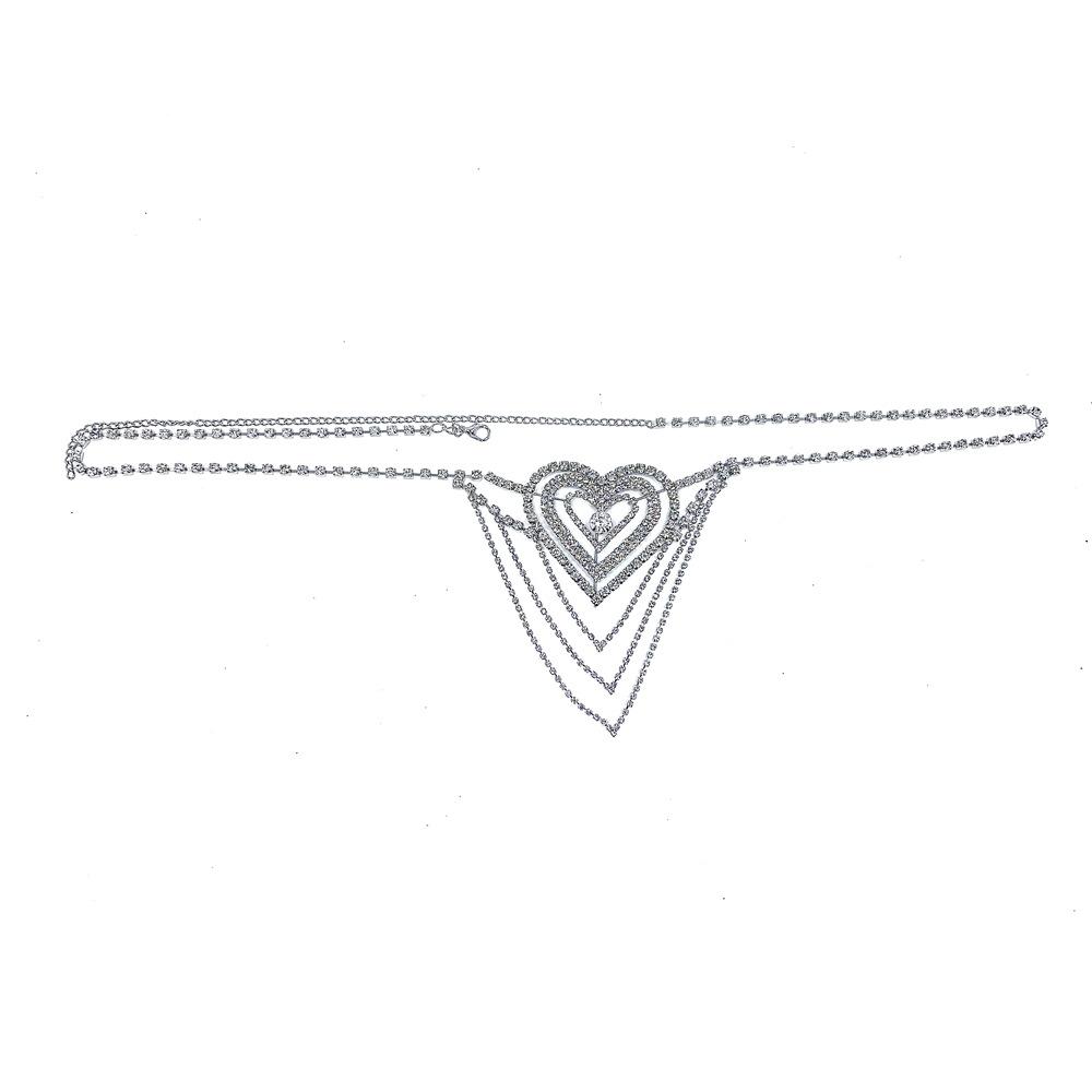 Accessories Rhinestone Fringed Body Chain Heart-Shaped Sexy Bikini Thong Body Chain