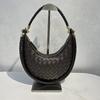 Womens Genuine Leather Woven Underarm Bag Versatile Crescent Shoulder Crossbody