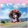 Car Decor Acrylic Halloween Skull Flower Hat Design Pendant For Auto Interior