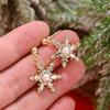 European & American Christmas Zircon Snowflake Imitation Pearl Tassel Earrings