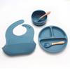 Children's Silicone Cutlery & Dinner Set: Bib, Spoon, Fork, Smiley Plate, and Bowl