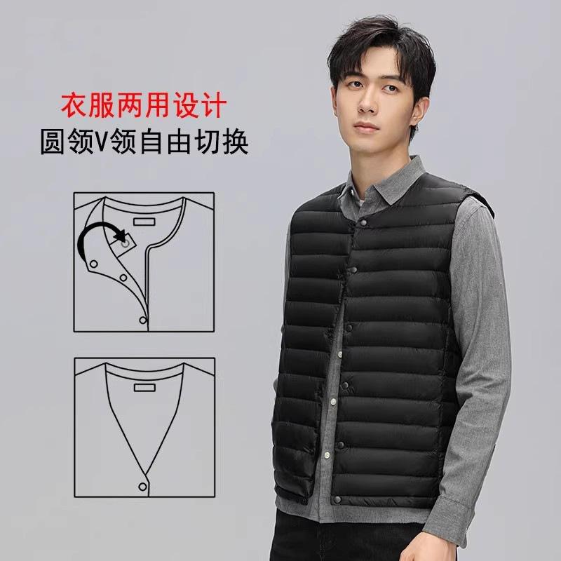 

2025 new light and thin white duck down jacket men s collarless thermal liner wear a thin coat within a large size S