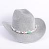 Popular European and American Classic Western Denim Straw Hat, Men's and Women's Fashion Outdoor Sunscreen Sequined Straw Hat