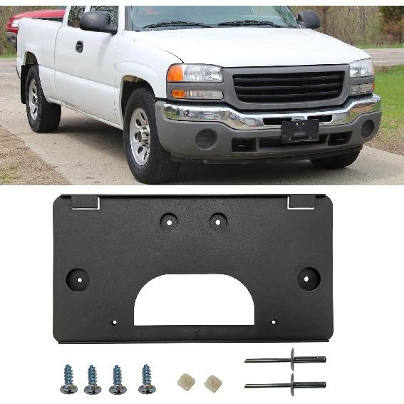 Front Bumper License Plate Frame Bracket Holder Compatible with 2003 2004 2005 2006 2007 GMC Sierra 1500 2500HD 3500HD Replace 15199886,GM1068135