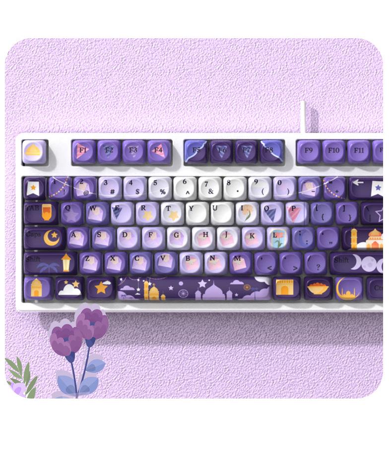 Moa Customized Purple Cute Round PBT Keycaps for Mechanical Keyboards