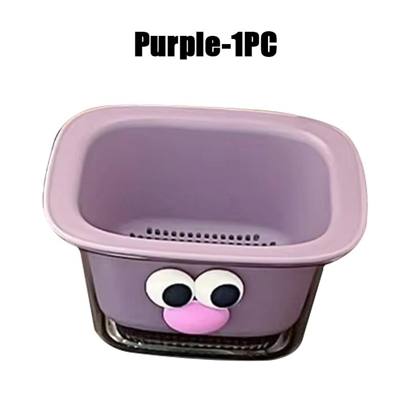 Creative Cute Mini Draining Basket Thickened Double Fruit Basket Cleaning Water Filtration Two-in-one Home Snacks Storage Basket