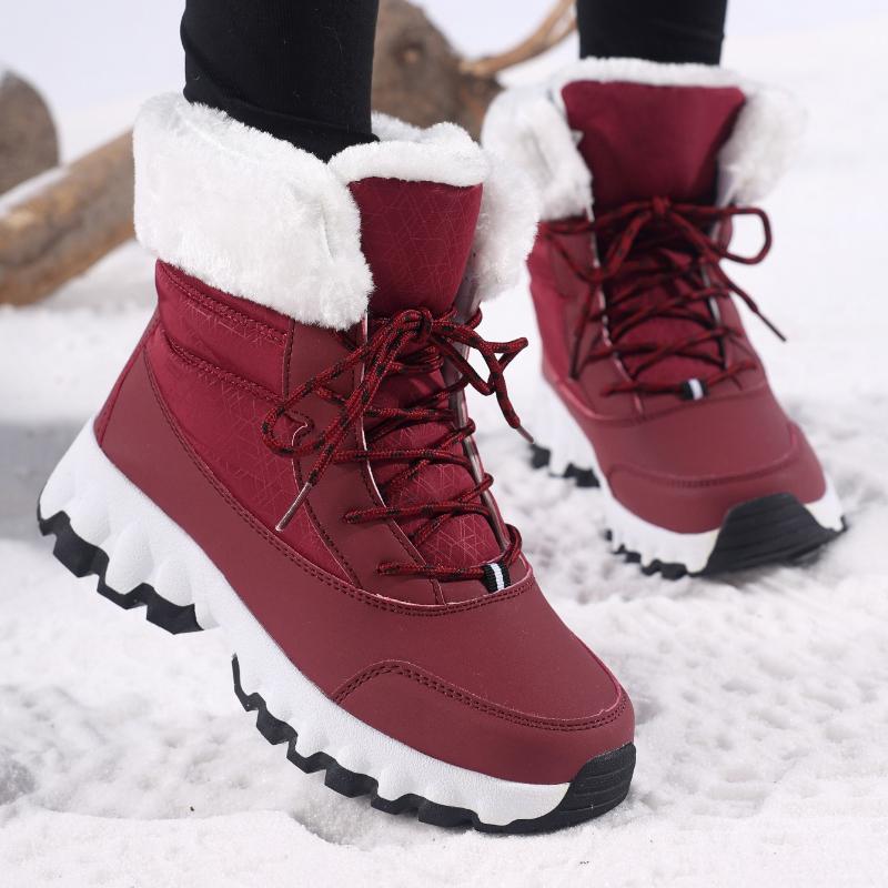 Plush High-top Women's Snow Boots Warm Cotton Shoes Winter Outdoor Walking Shoes Winter Hiking Sneakers