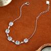 Natural A Jadeite Blue Water Egg Surface Princess Bracelet Inlaid with Ice Jade Women's S925 Sterling Silver Light Luxury Jewelry Fashion Gift