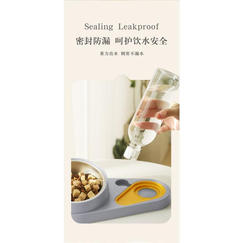 Automatic Non Overturn Stainless Steel Cat Food And Water Feeding Bowl For Pet Cats