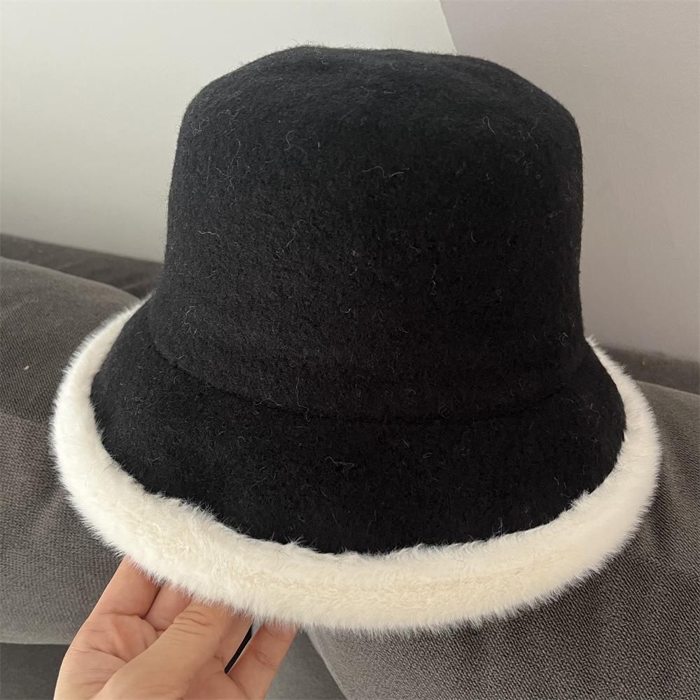 Autumn and Winter Warm Wool Woolen Fisherman Hat Children's New Thickened Fashion Versatile Basin Hat Show Face Small Bucket Hat
