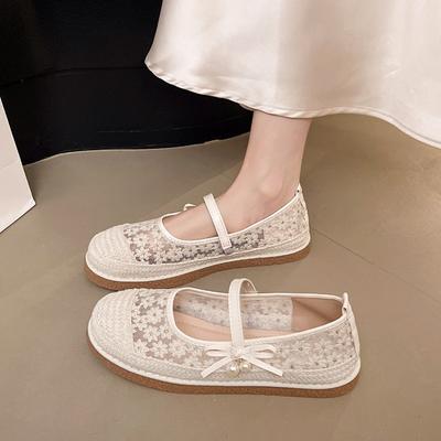 Women's Shoes Summer Breathable Mesh Shoes Fashion Shallow Mouth Single Shoes Women's Casual Flat-soled Shoe Comfort Canvas Shoe