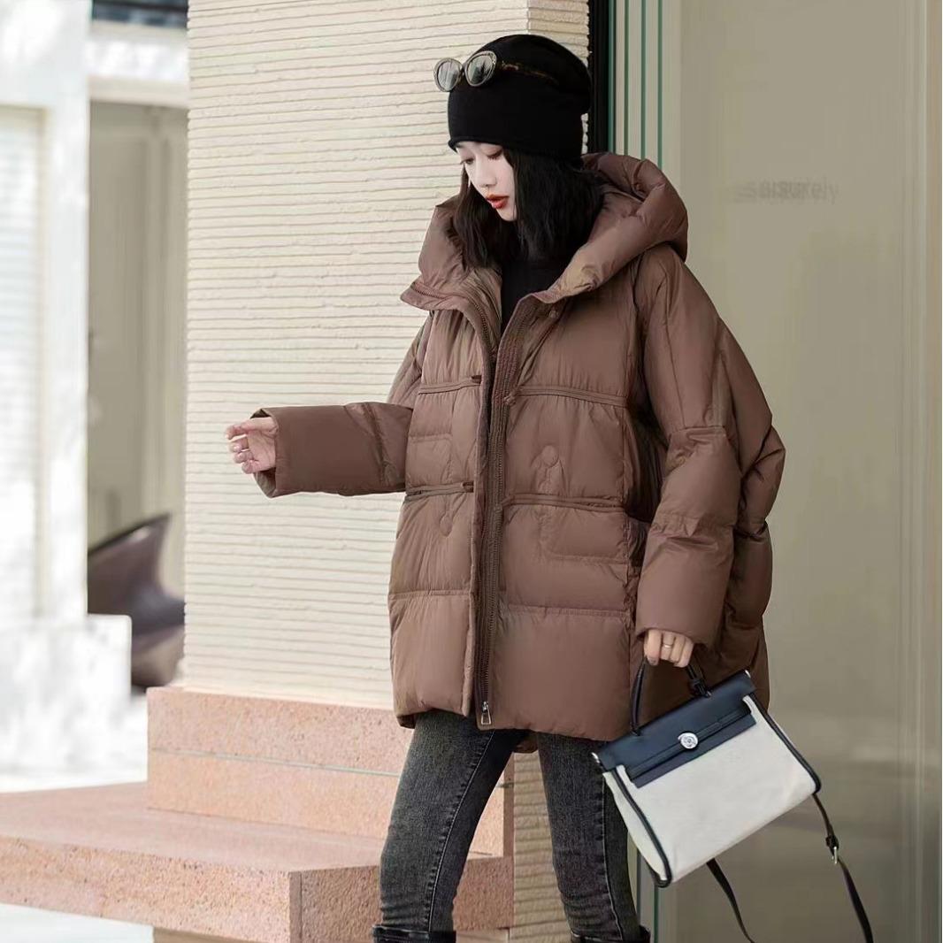 

Свободная куртка с капюшоном для женщин, повседневная парка, пальто, теплое пальто, свободное, удобное, осень-зима One Size кофейный