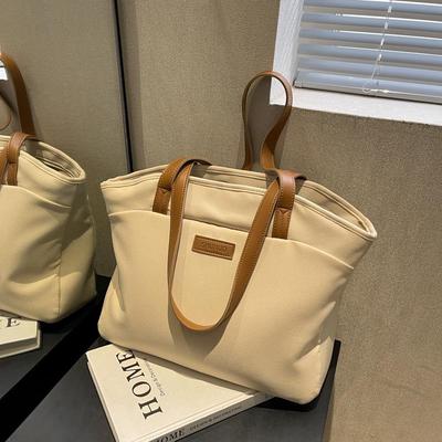 Grand Sac Fourre-Tout Minimaliste pour Femmes - Sac à Main Bandoulière Multi-Compartiments, Nouveau Toile d'Été pour le Travail