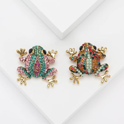 Animal Cartoon Brooch Cute Little Frog High-End Fashion Clothing Accessories Pin Rhinestone Metal Needle