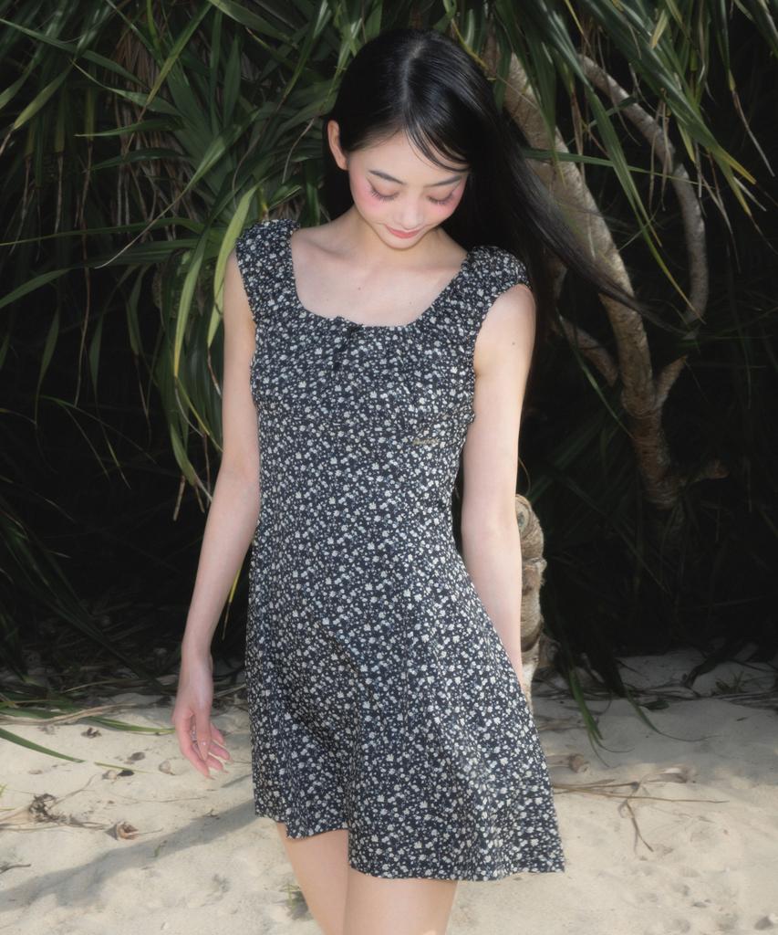 ROSEFRANTZ Flower Garden Mini Dress [Black]