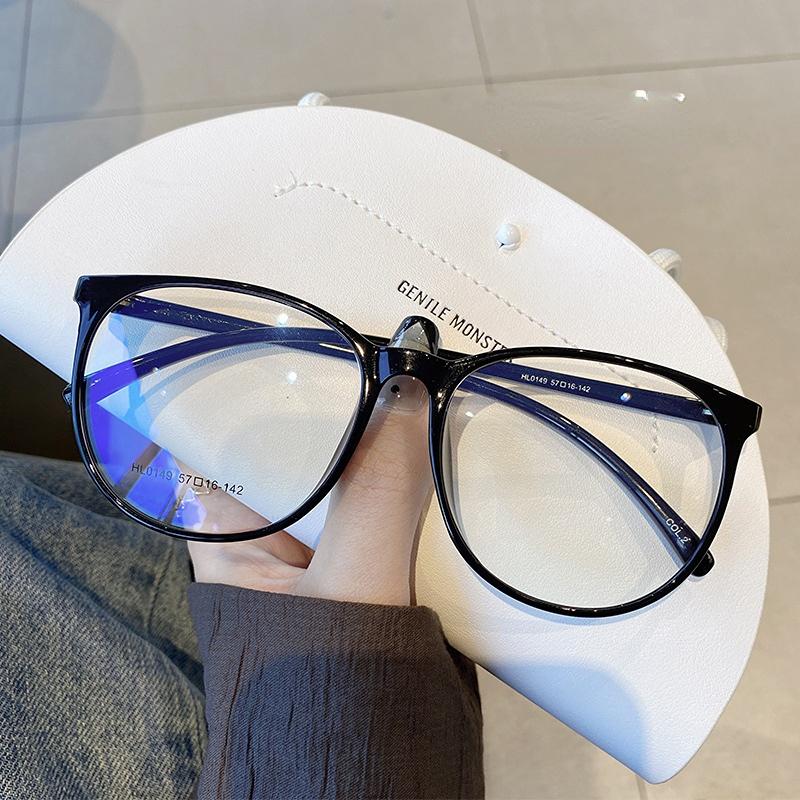 Vintage Anti Blue Light Glasses Women Men Oversized Round Frame Computer Eyewear Transparent Fashion Plain Eye Glasses