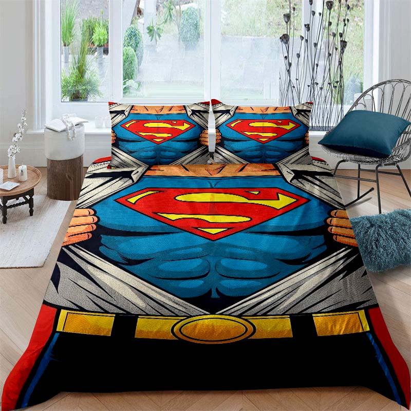 Customizable Superman Childhood Bedding Sets, Including One Duvet Cover and Two Pillowcases, Perfect for Home Decor and a Wonder