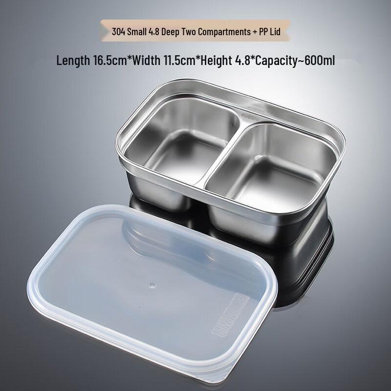 Portable Titanium 2-Compartment Lunch Box with Cutlery