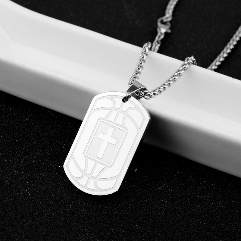 Titanium Steel Military Brand Necklace European and American Cross Basketball Scripture Sports Necklace