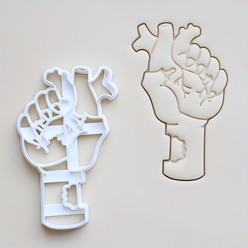 3pcs Halloween Horror Cookie Cutter Set , Skeleton, Zombie, and Hand Designs Plastic Baking Tools for Fondant Cake Decorating, DIY Desserts,