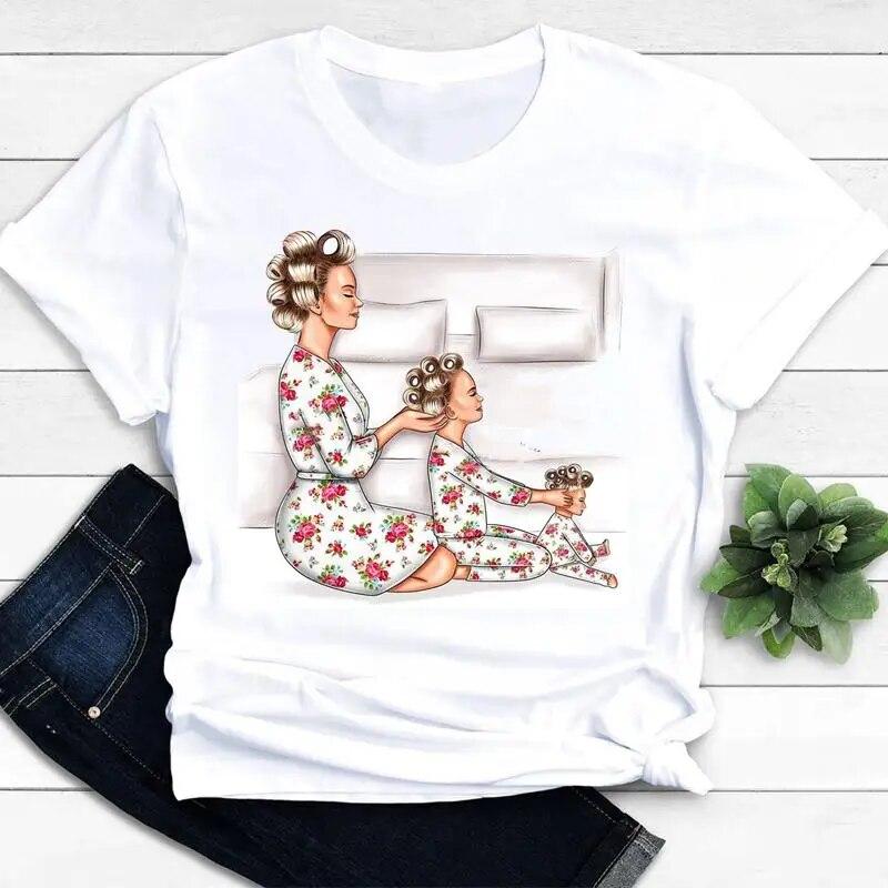 Women Clothing Mom Mama Love Mother Son Short Sleeve Graphic Tee T-shirts Female Ladies Fashion Casual Summer Tshirt Clothes