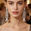 Bohemian Indian Style Fan-Shaped Metal Tassel Earrings for Women - Trendy Personalized Studs