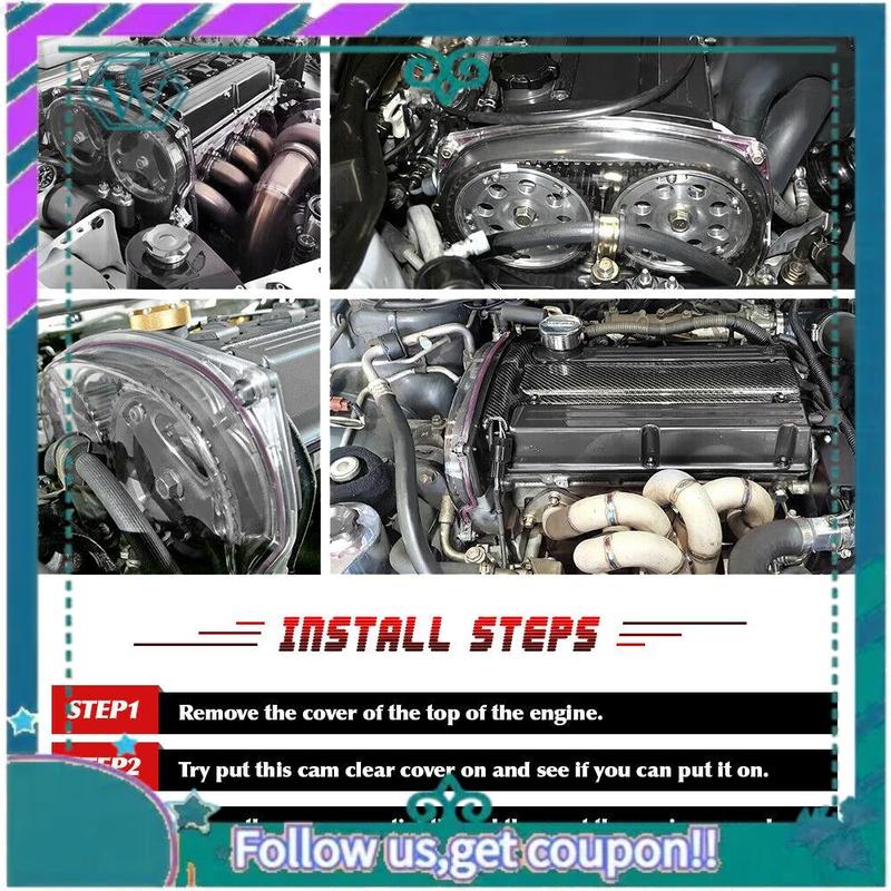 AA92-Clear Cam Gear Timing Belt Cover Turbo Cam Pulley For Mitsubishi DSM Evolution Lancer 4G63 Engine EVO 4 5 6 7 8