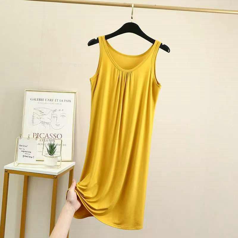 Customer ironing, summer women's new vest skirt, thin round neck sleeveless bottoming skirt, A-word dress, nightdress