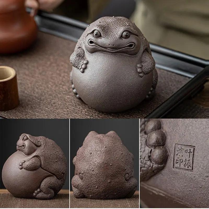Purple Clay Tea Pet Can Be Raised Wealth-attracting Golden Toad Tea Pet Office and Home Handcrafted Premium Creative Decoration
