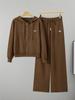 Women's Casual Knit Set: Hooded Zipper Jacket & Long Pants - Autumn/Winter Fashion