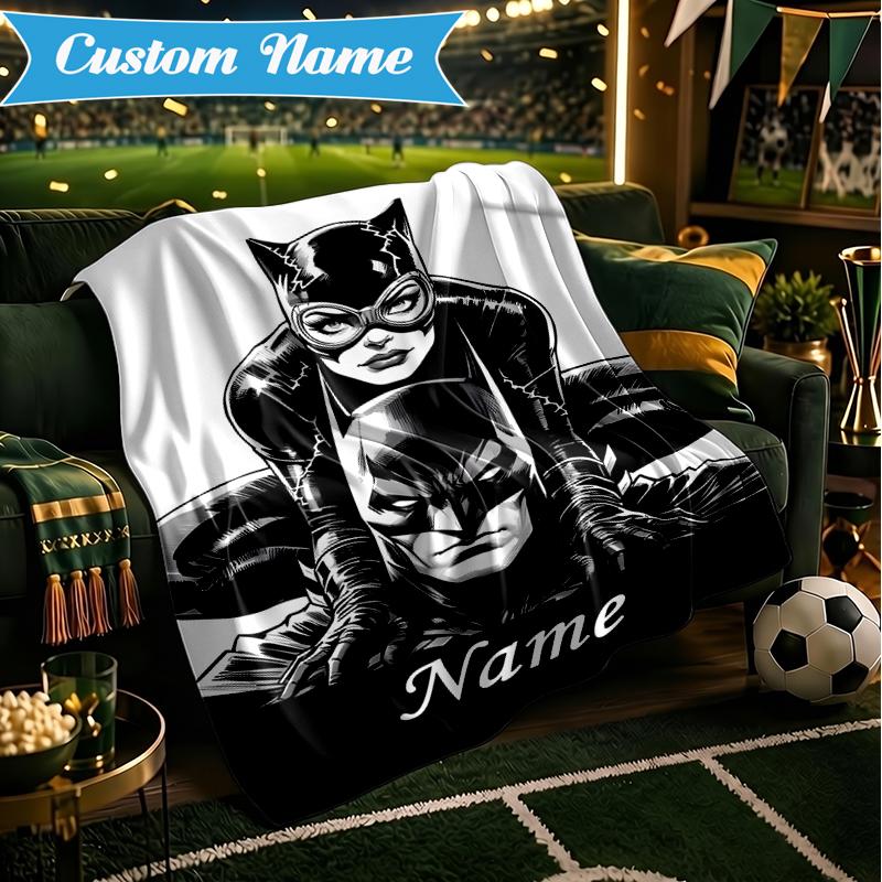 Custom Name Bat City Hero Artwork Blanket Lightweight Ideal Bedding Blanket Perfect for Travel, Camping, Living Rooms, Sofas, Christmas gift