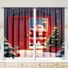 Modern Set Of 2 Christmas Santa Claus Tree Pattern Printed Curtains Decorations Home Room Curtain Polyester