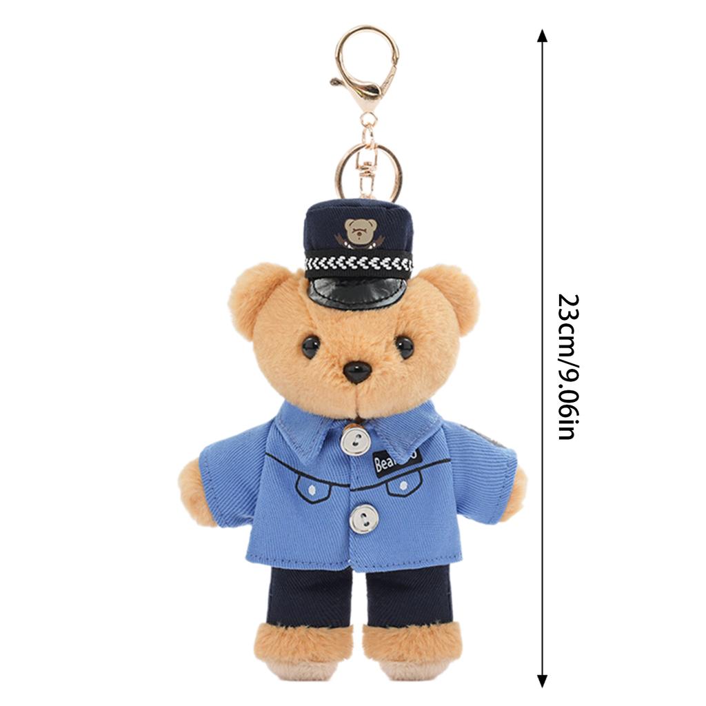 Cute Police Bear Keychain Charm Unique Police Bear Key Chain Soft Plush Keyrings Bag Decoration for Everyday Use