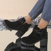 Modische Vielseitige Dicke Hohe Absätze Leopardenmuster Kurze Stiefel Damen Herbst Winter Neu Lässig Bequeme Damen Kurze Stiefel