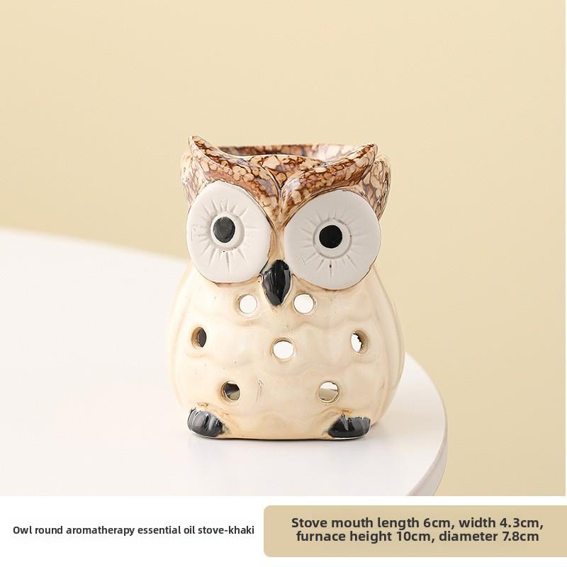 

Hollow out Ceramic Aromatherapy Stove Indoor Candle Fragrance Lamp Retro Domestic Aroma Burner Bedroom Owl Essential Oil Lamp
