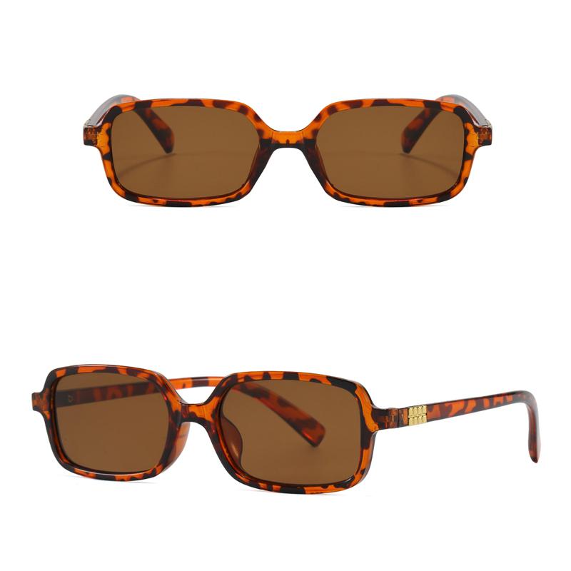 Fashion Retro Rectangle Small Frame Sunglasses For Men And Women Unisex Brown UV Protective Shades