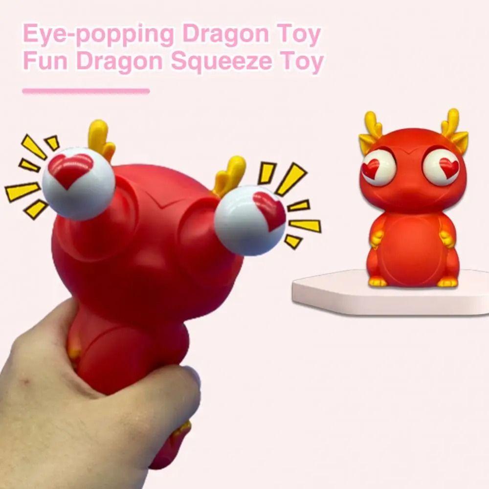 

Cartoon Animal Stress Relief Dragon Toy Eye-popping Dragon Squeeze Toy Kids Holiday Gift B Red Luminous style