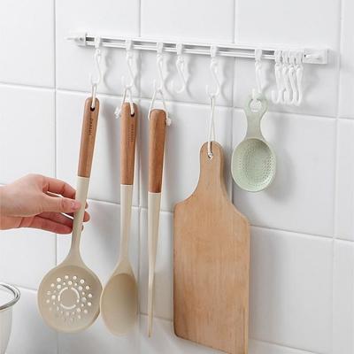 Multifunktionale Schienenhaken Tragbarer Kunststoff Selbstklebend Schrankhaken Neu Küche Lange Reihe Haken Praktischer Schiebe-S-Haken
