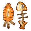 Wooden Fishbone Cat Teething Toy Double-Sided Grilled Cuttlefish Chew Silvervine Stick Dental Health Teeth Cleaning Interactive Toy Pet Supplies