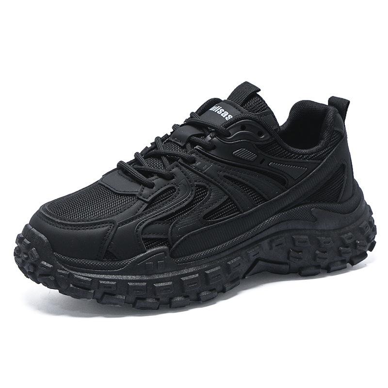 New Spring Breathable Mesh Sports Shoes for Men's Korean Style Trendy Versatile Thick Sole Non-slip Casual Running Daddy Shoes