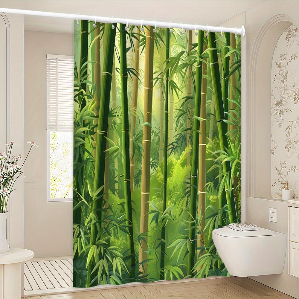 Serene Bamboo Forest Bath Curtain - Lush Greenery & Calming Design, Waterproof Home Decor Adds Zen To Your Bathroom