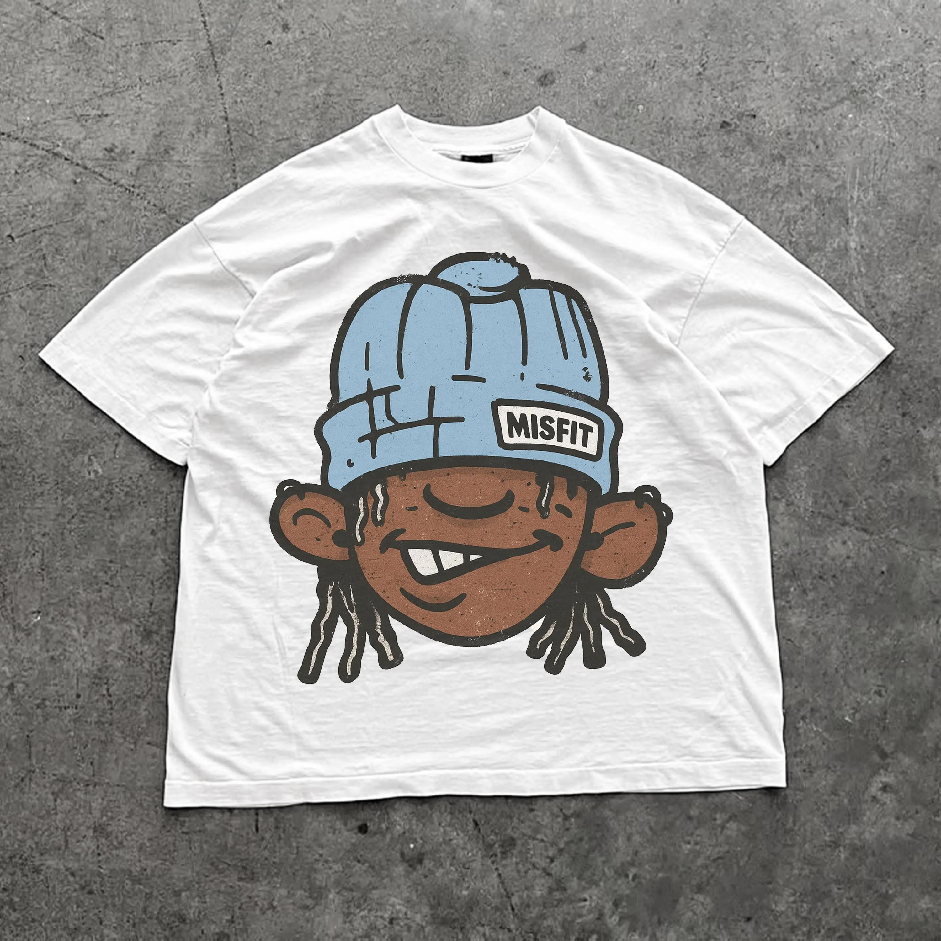 

Cartoon Street Style Retro Hiphop Pattern Tshirt Big Lip Mens Tshirt Summer New Unisex Casual Fashion Tshirt as the picture14436