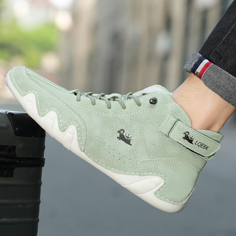 Herren Leder Casual Sneaker Weiche Sohle Runde Zehe Bequeme Paar Loafer Luxus Mode Wandern Frauen Stiefeletten