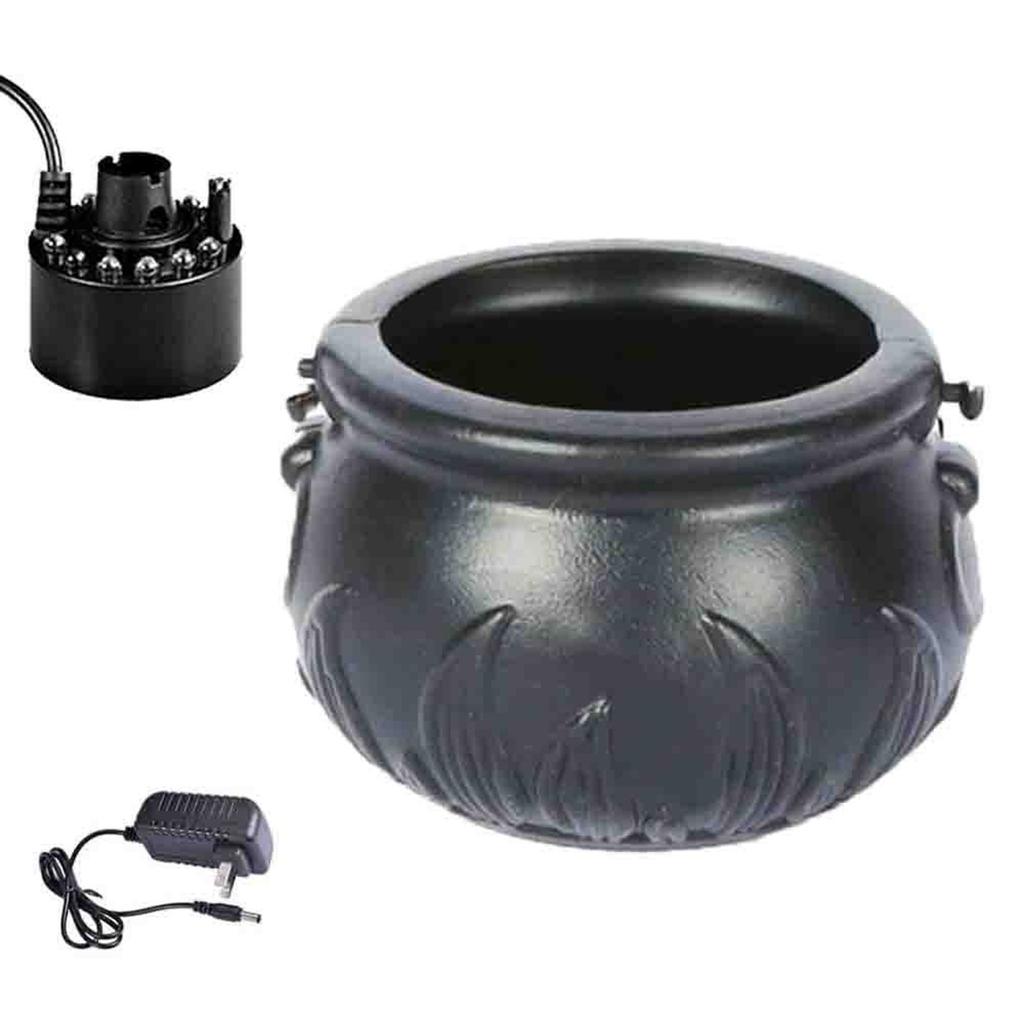 Halloween Mist Witch Pot,Witch Cauldron Fog Maker Water Fountain Fog Machine Colorful Changing Light Halloween Party Decoration