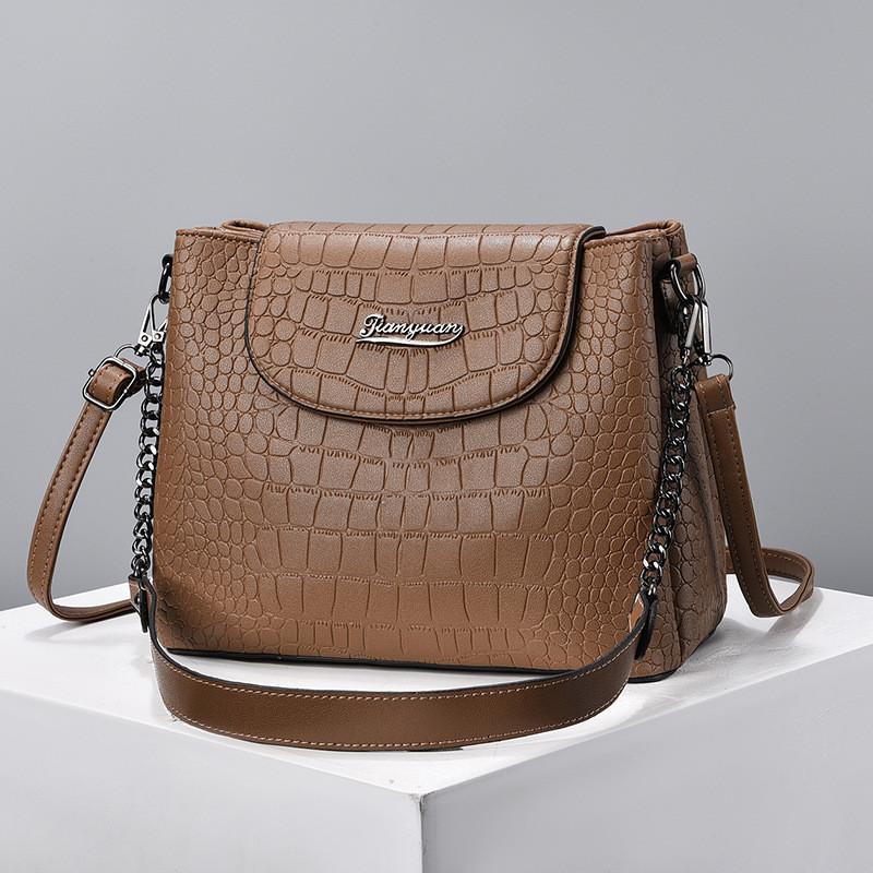 Trendy Fashion Shoulder Bag For Women 2023 New Pu Material Crocodile Pattern Large Square Bag Black White Red