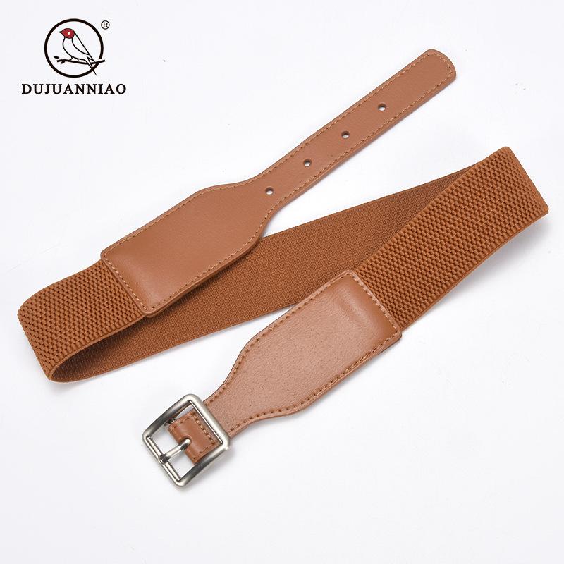 Four Seasons Available New Women'S Decorative Elastic Wide Belt Women'S Elastic Wide Simple Women'S Square Needle Buckle Belt