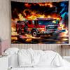 fire-truck Print Tapestry, Backdrop, Easy Setup, Ideal for Bedroom, Office & Living Room, with Aesthetic Wall Hanging Decor.