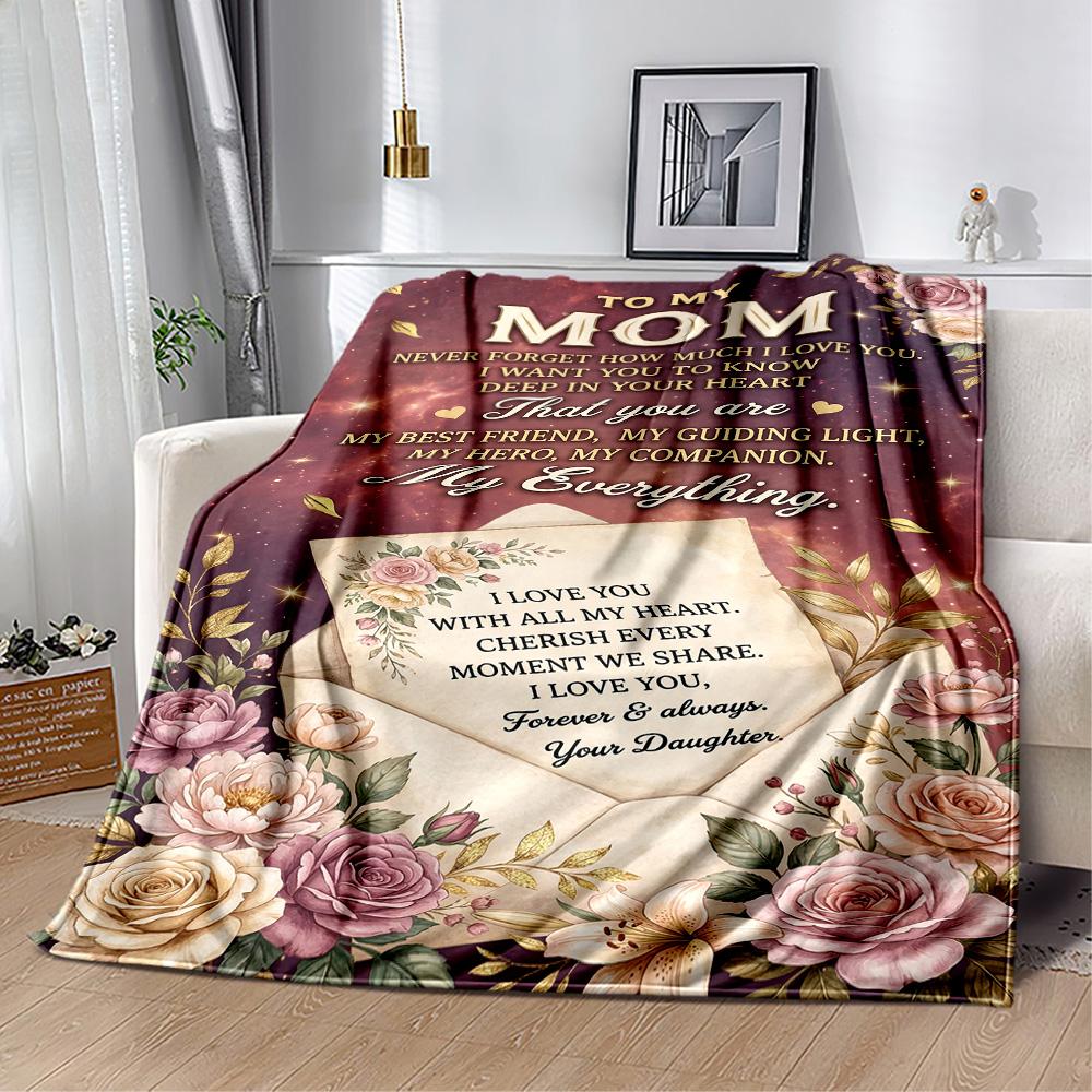 Mother's Day Greeting Card Blanket Suitable for Sofas,travel, Living Rooms Also a Good Gift for Friends and Family Suitable for All Seasons.