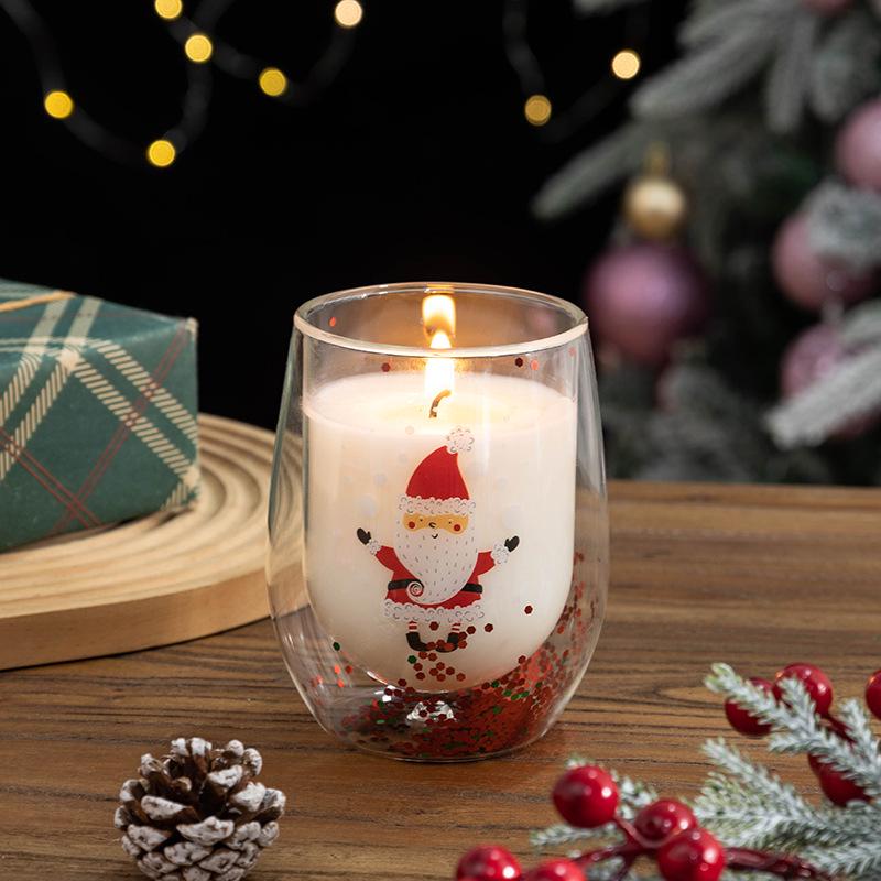Christmas Glitter Double-Layer Candle: Festive Soy Wax with Essential Oils